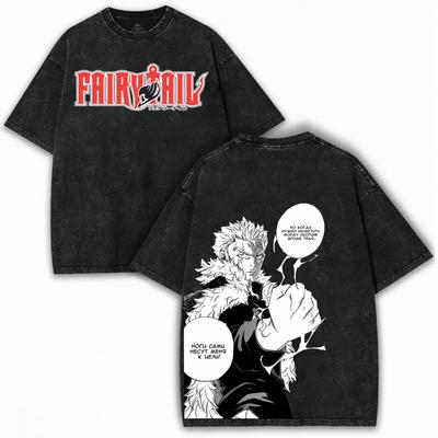 Japan Anime Fairy Tail Laxus Dreyar Graphic Tshirt Vintage Washed Oversized Highend Luxury T Shirt Washed Retro Fashion Soft