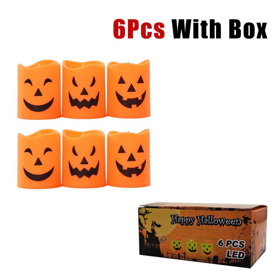 Luz de Abóbora LED de Halloween Decoração de Casa Lâmpada de Vela Suprimentos para Festa de Halloween Casa Assombrada Adereços de Terror Presentes para Crianças