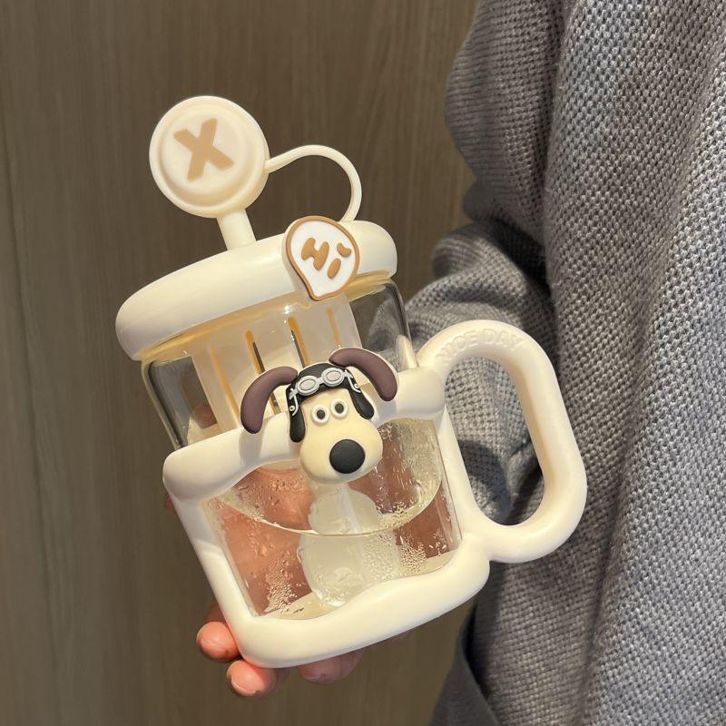 

Childrens Cute Tea Separation Cup With Handle And Cover For Kids белый