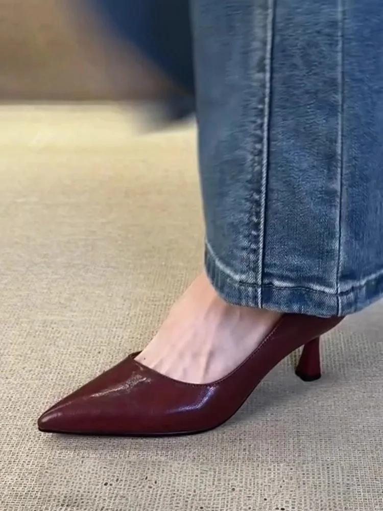 

2025Остроносые, с мелким вырезом, низкие туфли-лодочки, удобные для通勤, простые 39