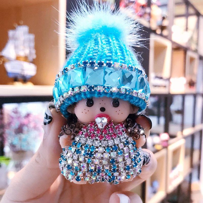 Ключниця Monchhichi з кристалами, в'язана шапка, підвіска з норки, призовий обмінний подарунок з аркади