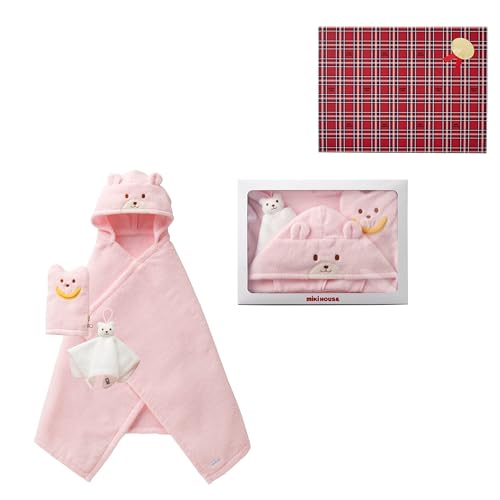 

[Mikihouse] Untwisted Pile Bath Poncho Set [Gift Box Included] Baby Shower Gift 3-Piece Set Baby Bath Poncho Made in Japan Bathing Bath 100% Cotton Bo