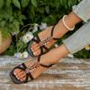 Bohemian Sandals Women's 2025 New Summer Versatile Handmade Beaded Mid-heel Wedge Heel Flat Open-toed Sandals