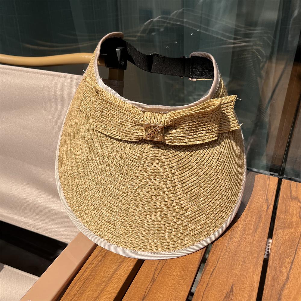 Empty Top Hat Women's Summer Sunscreen Face Covering Sun Hat UV Protection Bow Straw Hat Shell Hat Travel Cycling Hat
