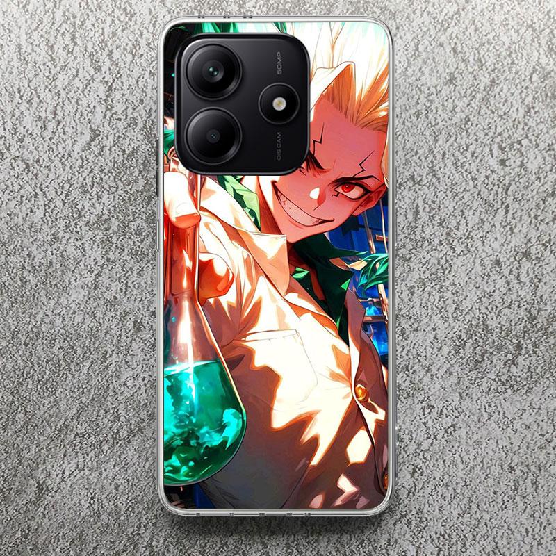 D-Dr Stone Anime Print Soft Case for Xiaomi Redmi Note 14 13 12S 11S Phone Shell 10 Pro Plus 11E 11T 12 11 10S 9 4G 5G Cover
