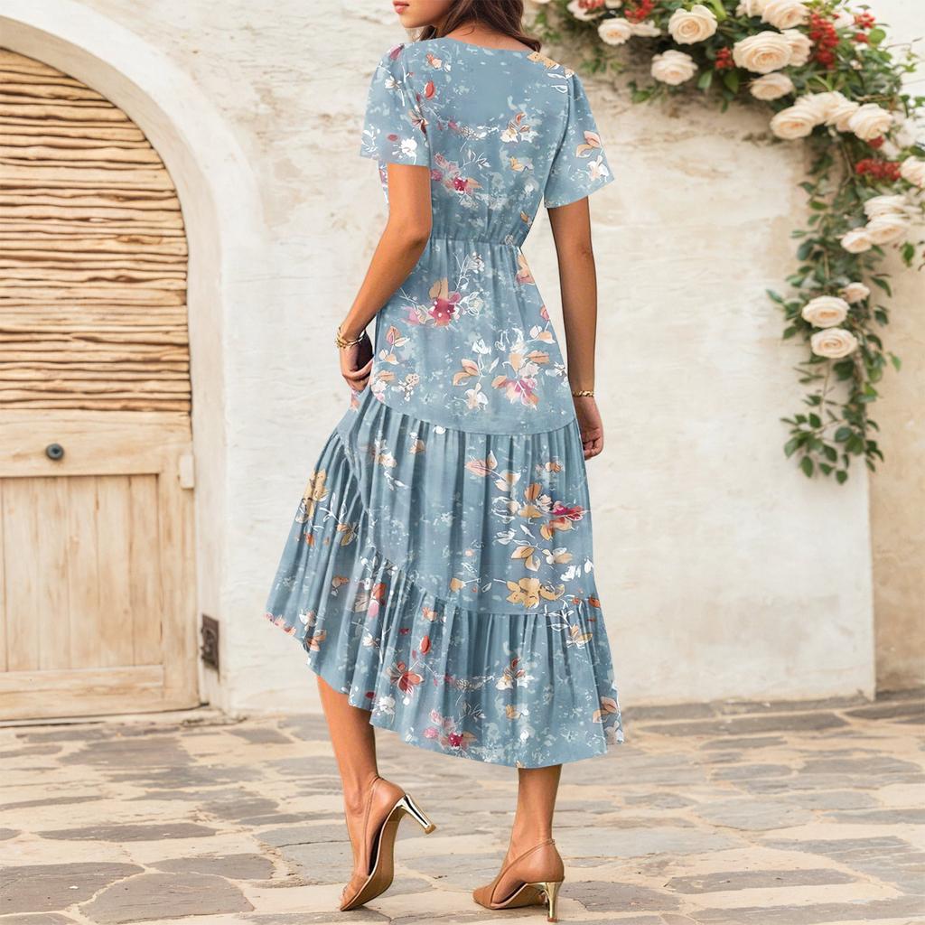Women's Flowy Dresses Women's Summer Dresses Casual Short Sleeve Maxi Dresses Formal Maxi Dresses