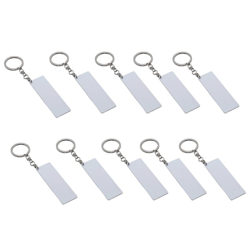 Pack of 10 Blank Aluminum Metal Keychains for Custom Heat Transfer Designs Sturdy Lightweight Sustainable