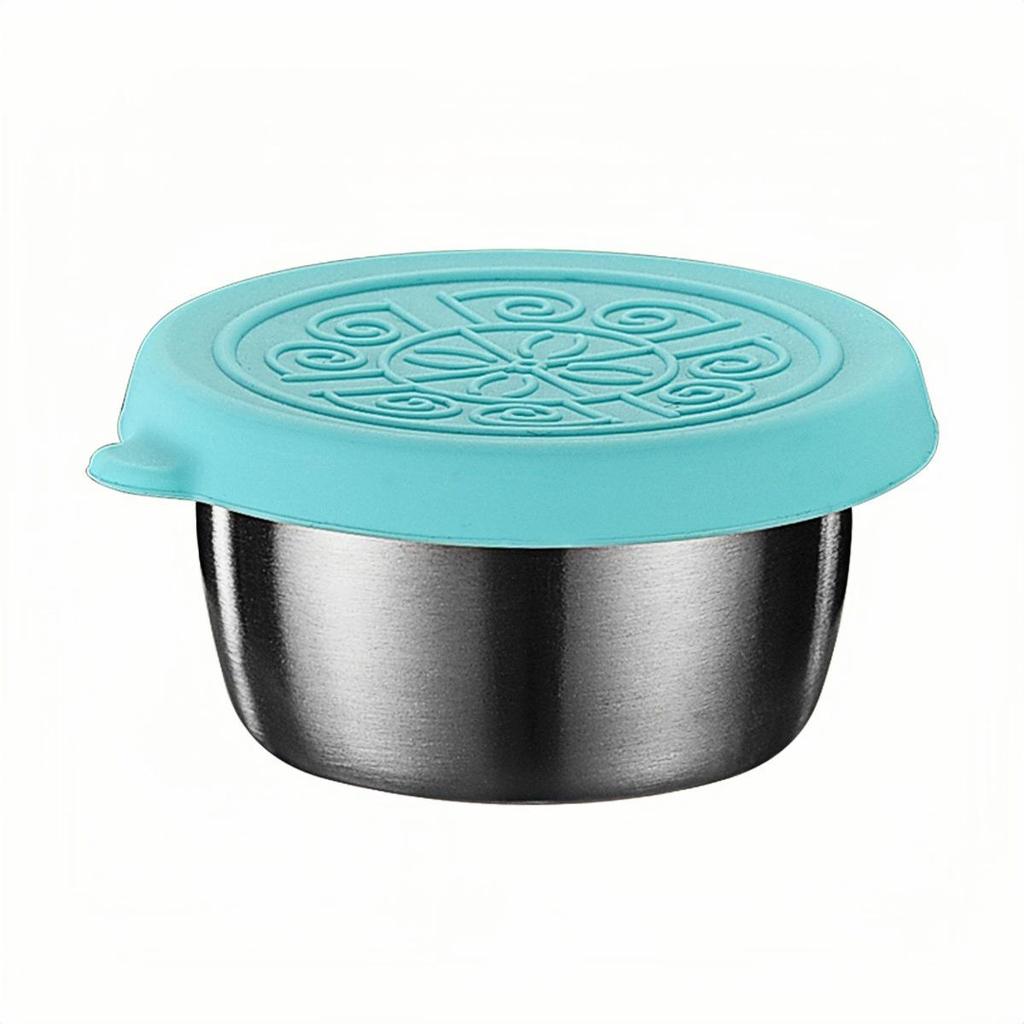 50/70ML Stainless Steel Sauce Cup with Silicone Lid - Leak-Proof Seasoning and Dipping Container