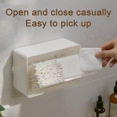Wattestäbchen-Aufbewahrungsbox mit unterteiltem Layout Klappdeckel Staubdichtes Design Kompakte Größe Badezimmer-Organizer Wattepad-Halter