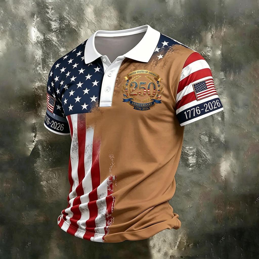 Men's Casual Quick Dry Mesh Golf Polo Shirt Short Sleeve Moisture Wicking Lightweight Breathable Letter Print Top for Outdoor Sports Activities