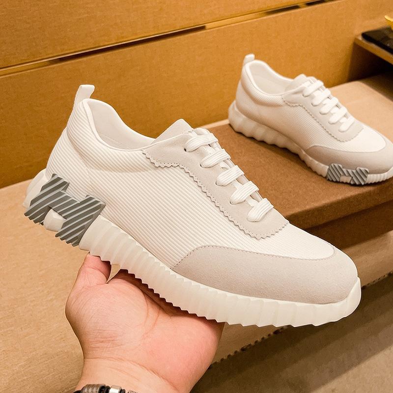 Outdoor Casual Shoes Men's Matte Leather Breathable Running Shoes Trendy Brand Light Luxury Fashion Contrasting Sports Shoes