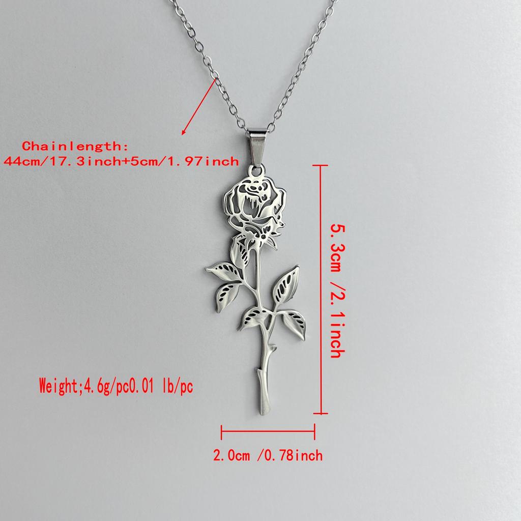 A stylish and simple stainless steel rose pendant necklace, rose chain, clavicle chain for friends, girlfriends, birthdays, Valentine's Day gifts