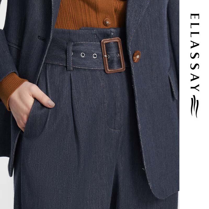 ELLASSAY Women's Relaxed Fit High-Waist Denim Pants