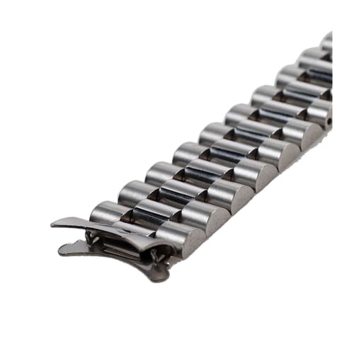 19mm/20mm Day-Date Style Steel Strap for Seiko 5 Sxns80, Snxs79, Snxs79k, Snxs77k, Snxs73 Watch Wristband Bracelet Replacement Part (Silver, 19mm)