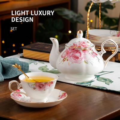 Ceramic Coffee Cup Saucer Spoon Set Flower Tea Cups Set European Porcelain Mug and Saucer For Coffee Cups Mugs Coffeeware Gift