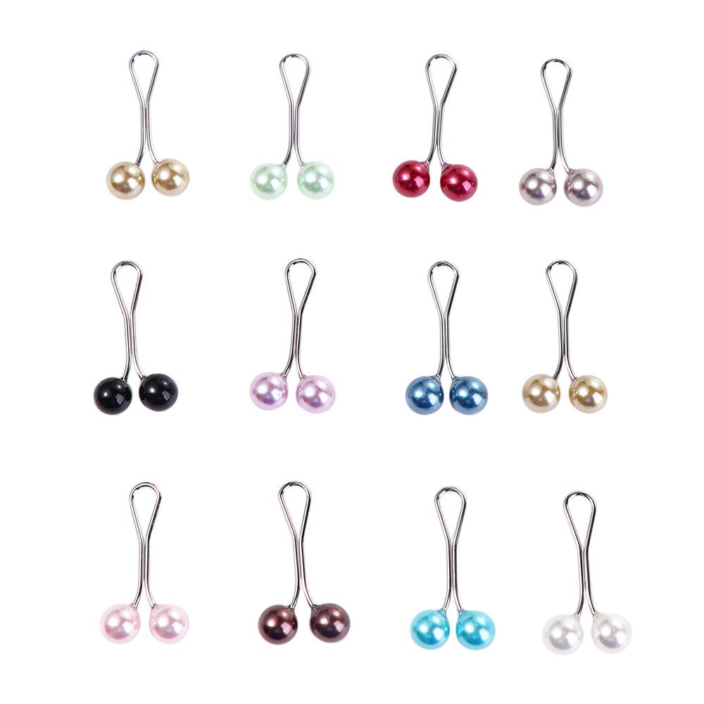 12pcs/set Headscarf Pearl Pins Clips U Shape Hijab Scarf Lady Muslim Scarf Shawl Clips Scarf Brooches Pin Jewelry Accessories