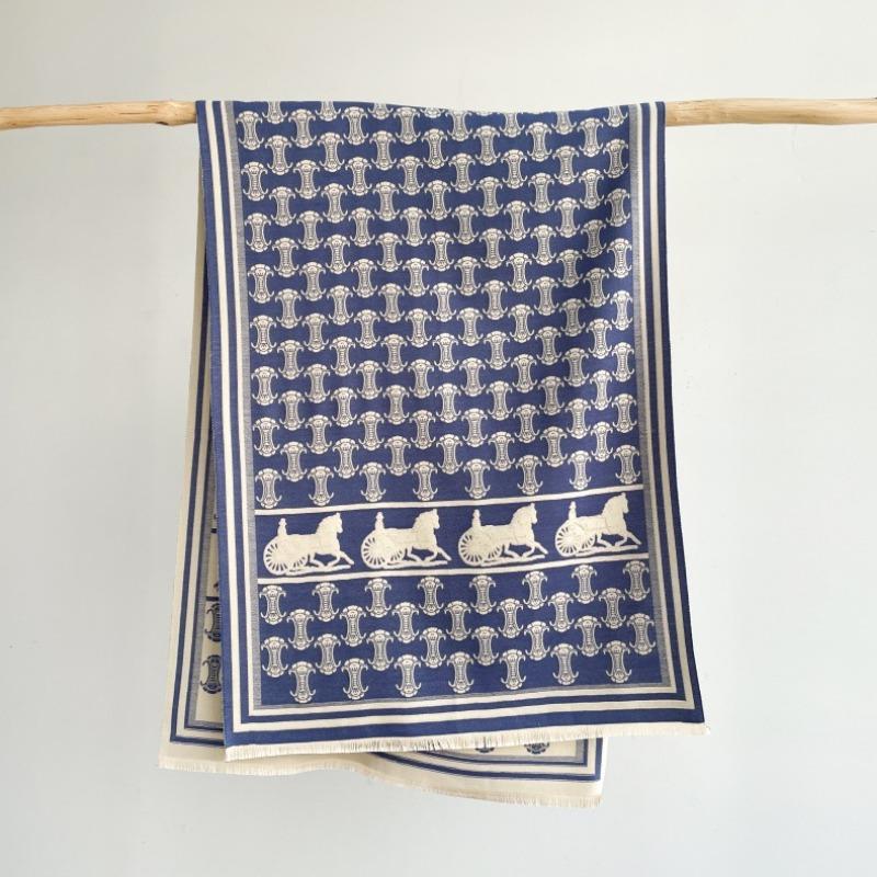 New simple versatile carriage scarf women's imitation cashmere thickened thermal air conditioner shawl double-sided fringed scarf