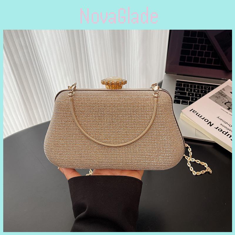 Elegant Plush Evening Bag With Clutch Closure For Womens Night Out