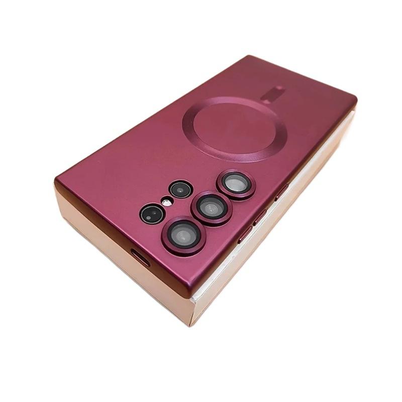 Suitable for Samsung S25 Ultra Mobile Phone Case Magnetic Metal Paint S24FE Glass Lens Film S23Plus All Inclusive Case