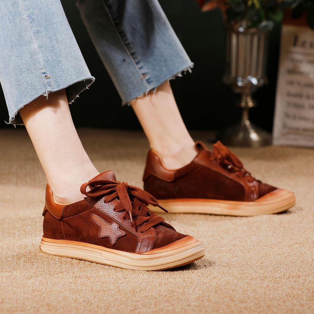 Four Seasons Damen Herbst 2025 Echtleder Schnür-Skateschuhe