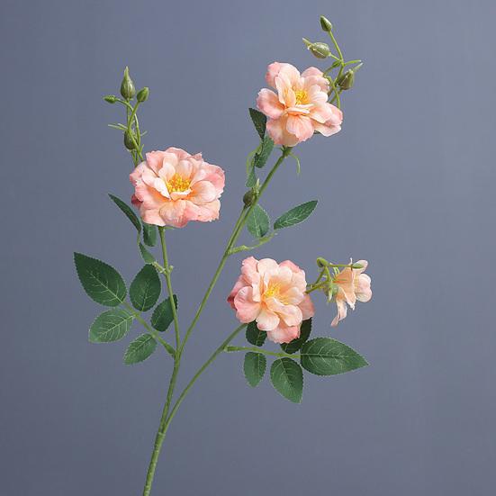 Artificial Chinese Rose Flower with Leaves UV Resistant Fake Silk Flower Wedding Party Table Centerpiece Indoor Outdoor Faux Bloom Decoration