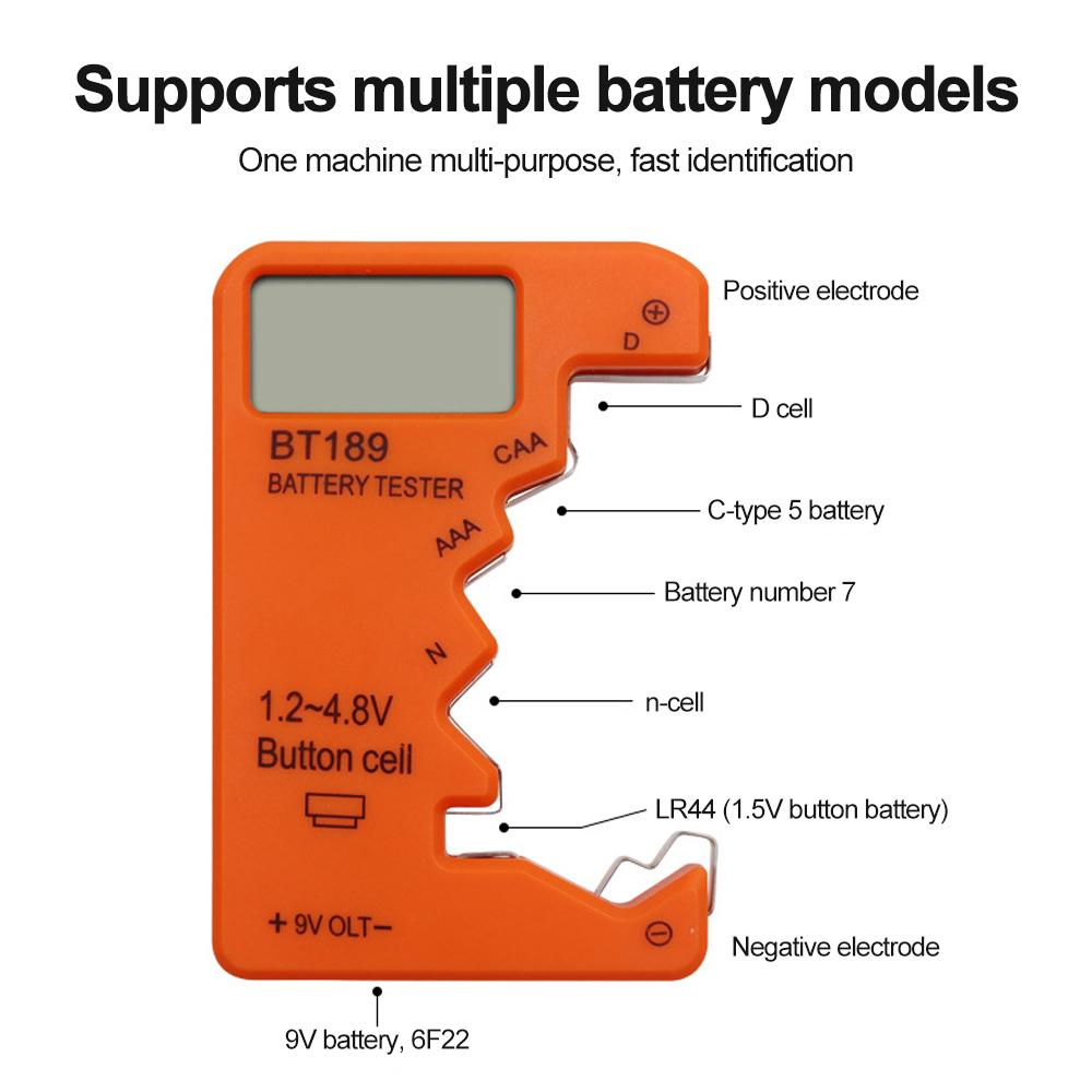 BT189 Battery Tester 9V Battery N-type Universal Digital Battery Tester Battery Level Indicator Battery Voltage Display
