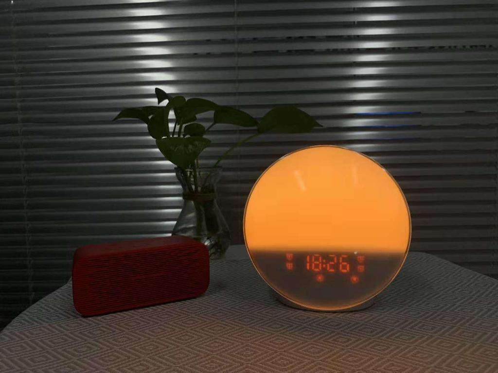 Simulated Sunrise & Sunset LED Wake-up Alarm Clock with Colorful Bedside Lamp and Sleep Timer