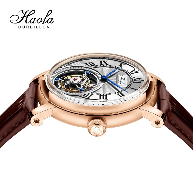 Pánské hodinky HAOFA Tourbillon s římským ciferníkem, mechanické, manuální natahování, retro luxusní stylové, safírové sklo, oblíbené, vodotěsné