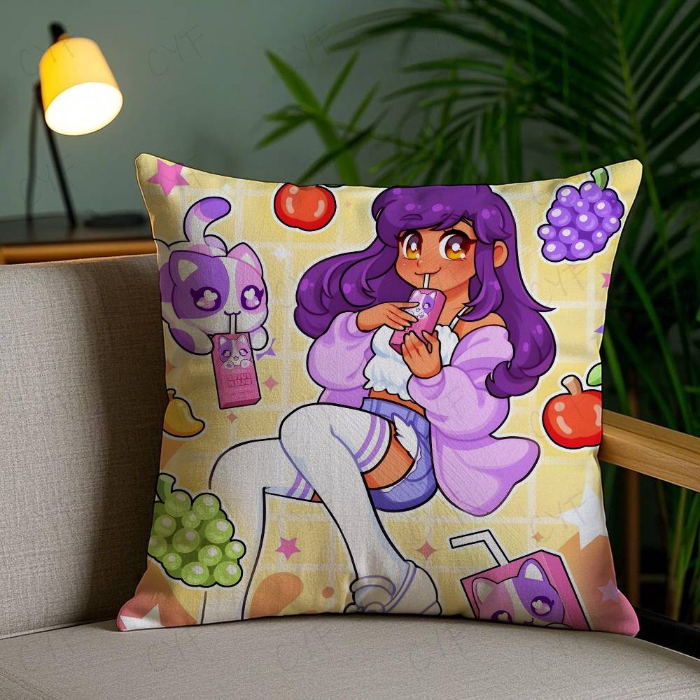 

Мультяшна A-Aphmau Декоративна наволочка На замовлення Надрукована Полірована флісова подушка, Дотик до шкіри дитини, Екологічно чистий Сублімаційний друк Подушка 24x24Inch