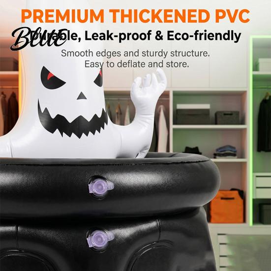 Black Magic Ice Bucket Inflatable Ghost Bucket Halloween Party Drink Tub White Double-layer Beverage Cooler for Decor Outdoor Picnic Storage
