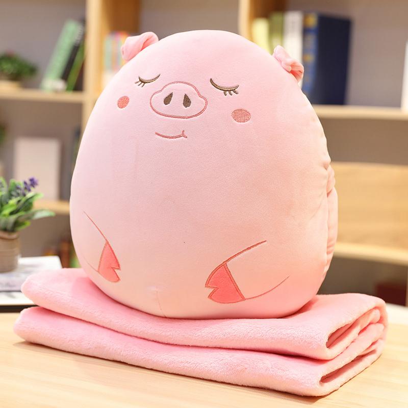 Hot Lovely Cartoon Animal Dinosaur Unicorn Mouse Monkey Plush Toys Stuffed Soft Warm Hand Pillow Blanket Children Birthday Gift