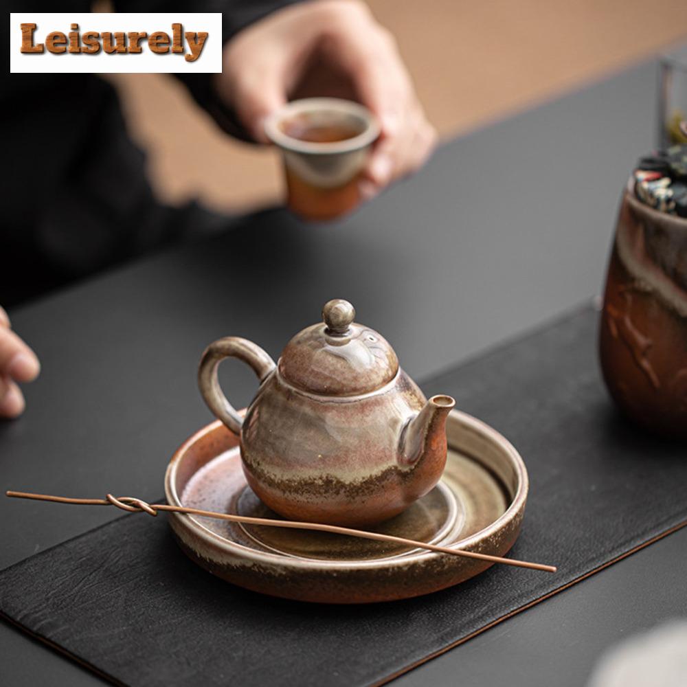 Retro Wood-fired Galze Porcelain Pot Bearing Holder Japanese Dry Soaking Table Dry Brew Table Tea Tray Tea Services Decoration