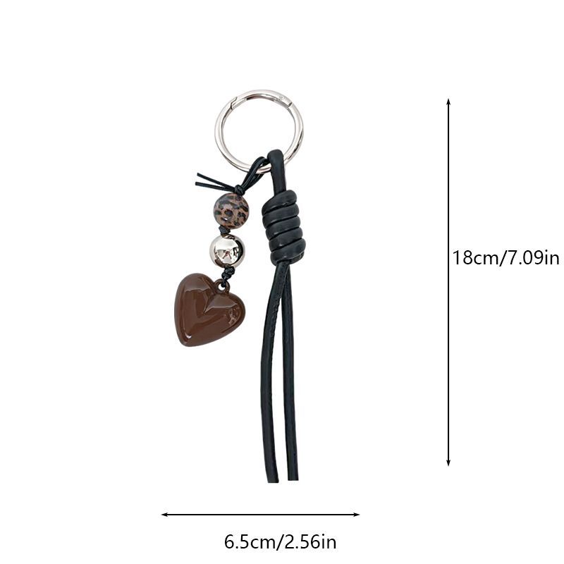 Yogodlns Female Keychain with PU Leather Lanyard for DIY Mobile Heart Hanging Charm Pendant Accessories Rope Vintage Design Decorations