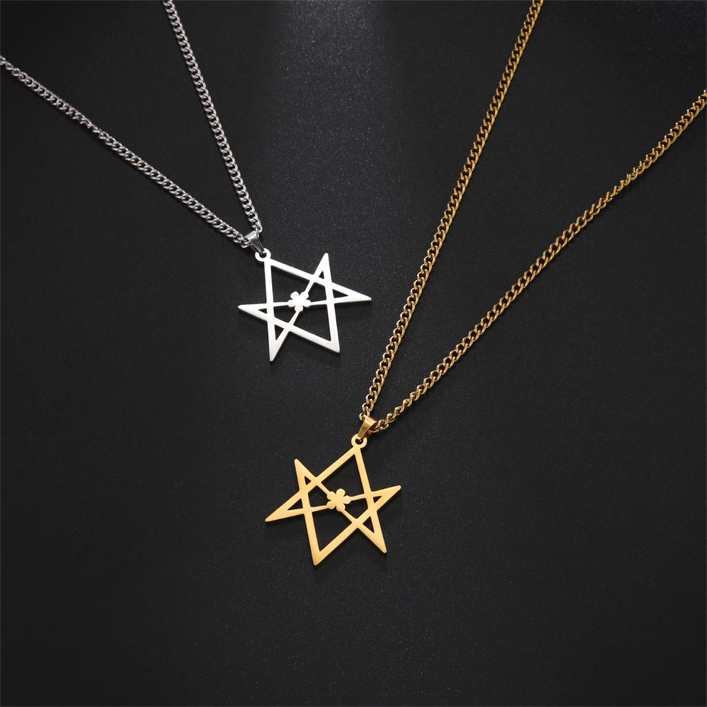  Thelema Hexagram Necklace Stainless Steel Classic Sacred Religious Symbol Pendant Chain Amulet Spiritual Jewelry Gift