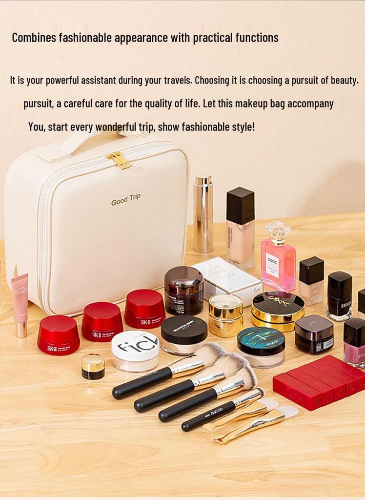 High-Grade LED Mirror Travel Makeup Bag for Women: Portable, Large Capacity, and Compartmentalized for Brushes