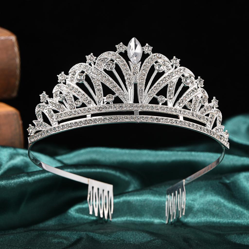 New Alloy Children's Crown Premium Princess Love Insert Comb Hair Accessories Bridal Pearl Birthday Crown