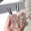 1pc 12ml Aluminum Alloy Spray Head Glass Bottle Diamond Pattern Small Perfume Atomizer Bottle