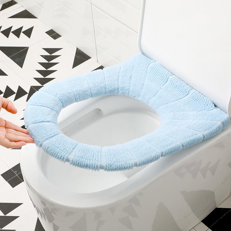 

Съемный, моющийся трикотажный чехол для сиденья унитаза с ручкой - всесезонное тепло