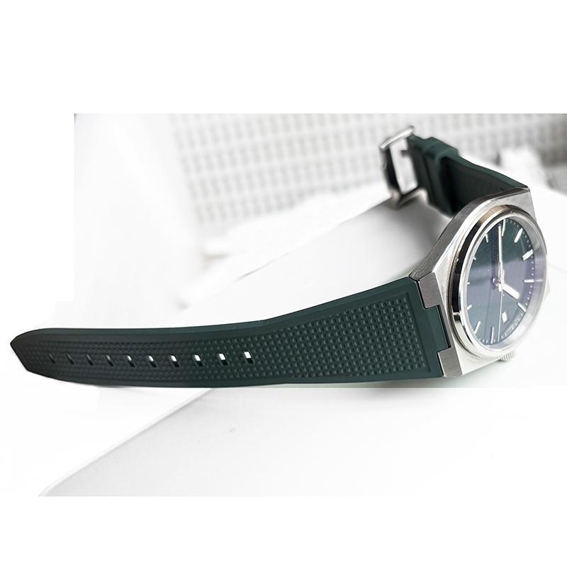 FKM Strap for Tissot PRX Series T137.407/T137.410 Super Player 40mm Convex Fluoro Rubber Quick Release Watch Band Bracelet 12mm