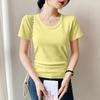 2026 Summer Women's Ribbed Slim Fit Short Sleeve T-shirt - Versatile & Stylish Plus Size Top