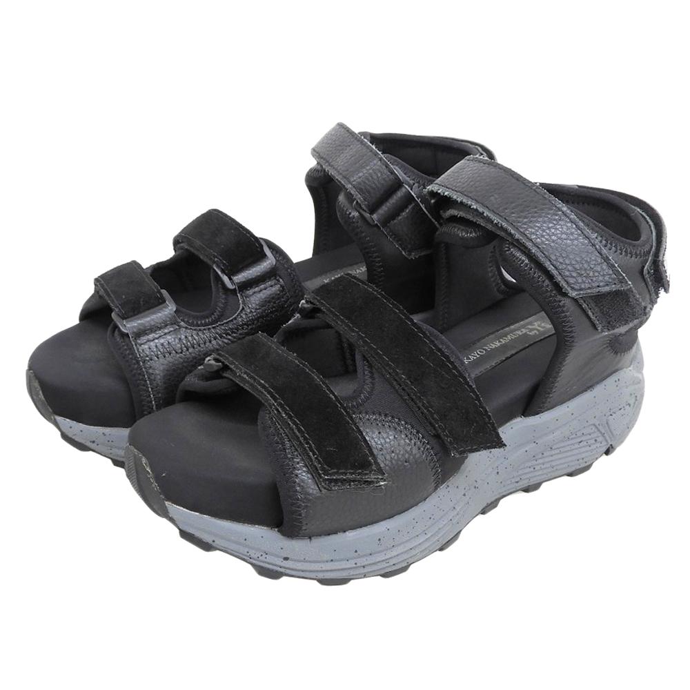 Y's KAYO NAKAMURA by Y's Men's Platform Sandals in Black Leather and Suede, Size YL-E05-713-1-03, 20 Stainless Steel shoes 4 blackUsed