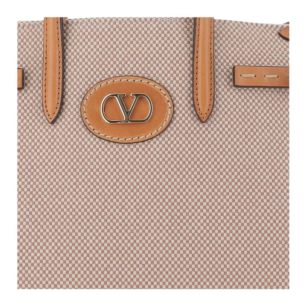 Valentino Antibes Logo Magnetic Closure Cotton Tote Bag Women Tote Bag Light-Brown W2B0R20EZTR2H