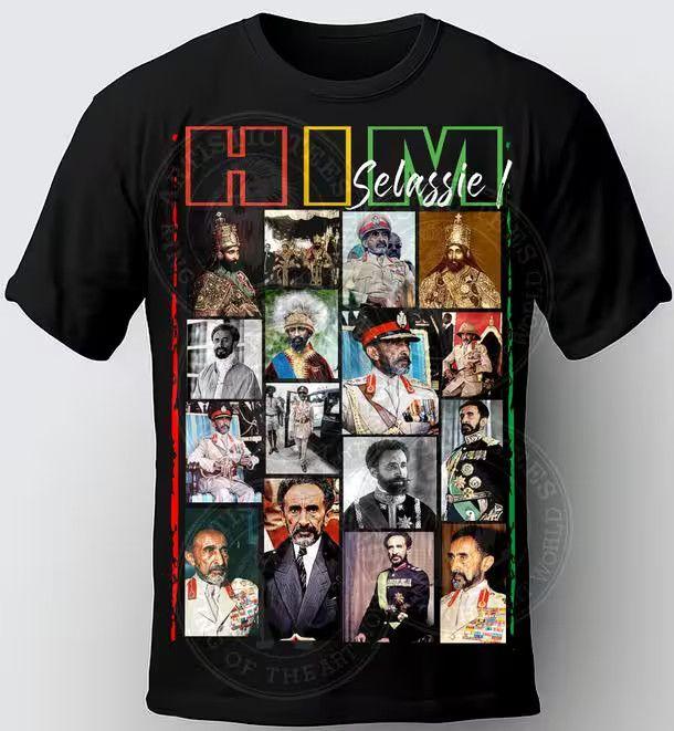 Unisex Shirt Cotton Oversize Large Size HAILE SELASSIE T-SHIRT. COLLAGE T SHIRT