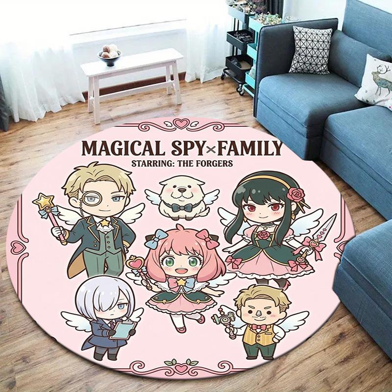 Spy Family Round Area Rug Carpet Rug For Living Room Bedroom Sofa Playroom Decor Nonslip Floor Mat