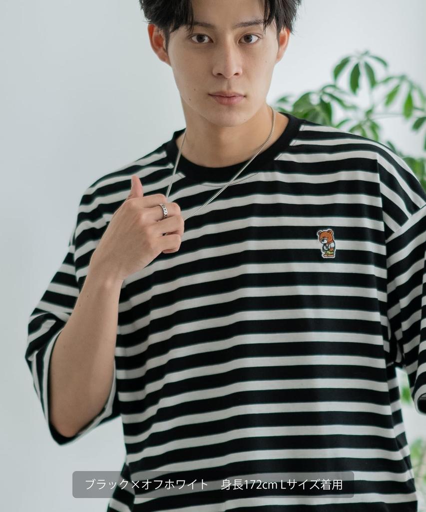 [IMPROVES] [SIDEWAYSTANCE] Embroidered Downer Bear Border Short Sleeve T-Shirt