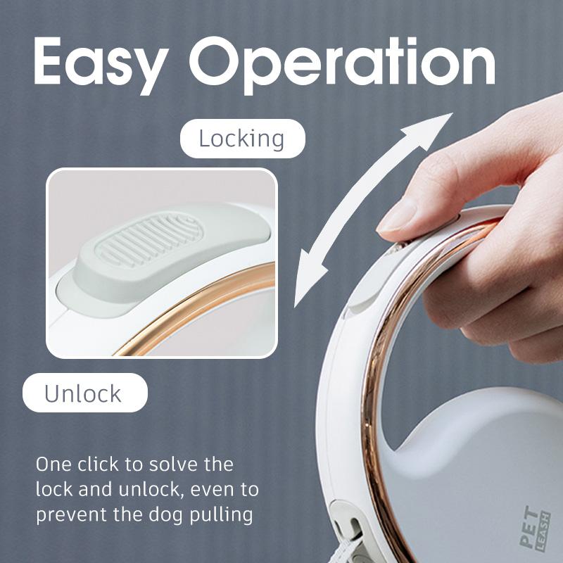 Auto-Lock Dog Leash Automatic Retractable Pet Lead For Training Running With Flashlight Poop Bag Holder Anti Pull Traction Ropes