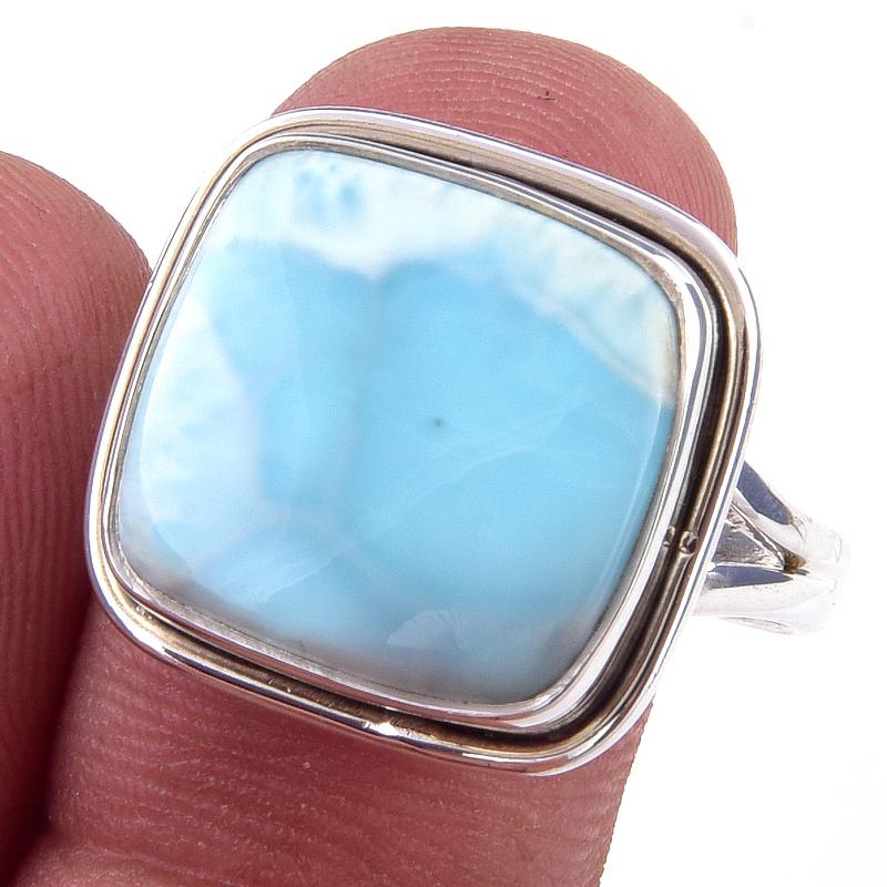 

Natural Republic Larimar Gemstone Handmade 925 Sterling Silver Ring Size 10 i3i24