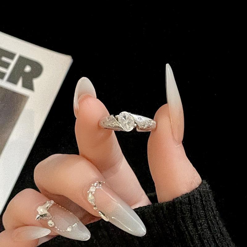 The Same Plain Ring Brushed Zir*****Pen Ring, Women'S Niche High-End Moonstone Ring.