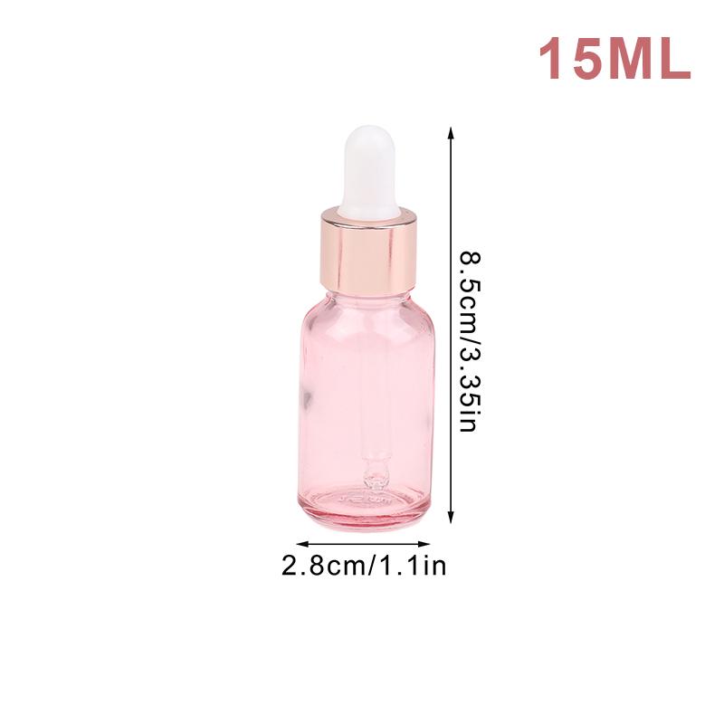Dropper Bottles Refillable 5-100Ml Rose Lid Cosmetic Container Pink Glass Aromatherapy Liquid Pipette For Essential Massage