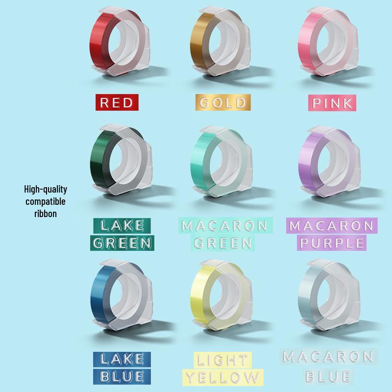 Phomemo 9mm x 3m Nastro Etichette Colorato Goffrato Impermeabile Resistente all'Olio e ai Graffi Pressa